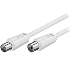 11510; Cable; 75Ω; 1.5m; coaxial 9.5mm socket,coaxial 9.5mm plug; white; Goobay