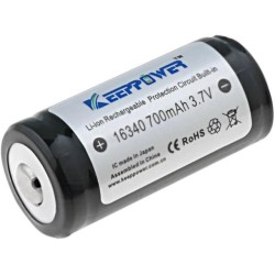 ICR16340; Re-battery: Li-Ion; 16340; 3.7V; 650mAh; Ø16x36mm; 3A; KEEPPOWER