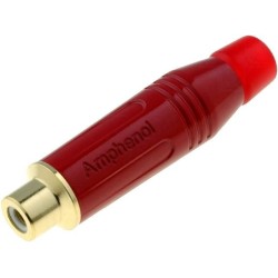 ACJR-RED; Plug; RCA; female; straight; soldering; red; gold-plated; for cable; AMPHENOL