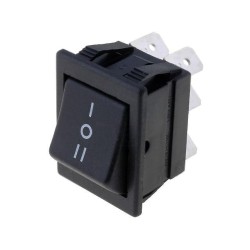 C1570ALMBB730W; ROCKER; DP3T; Pos: 3; ON-OFF-ON; 16A/250VAC; 20A/28VDC; black; none; BULGIN