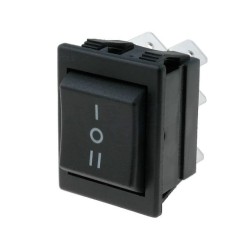 C1572ALMBB730W; ROCKER; DP3T; Pos: 3; (ON)-OFF-(ON); 16A/250VAC; 20A/28VDC; black; BULGIN
