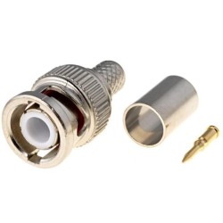 ; Plug; BNC; male; straight; 75Ω; RG6; crimped; for cable; gold-plated; 
