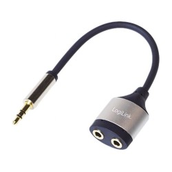 CA1101; Jack 3.5mm socket x2,Jack 3.5mm plug; 180mm; Colour: dark blue; LOGILINK