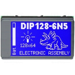 EA DIP128-6N5LW; Display: LCD; graphical; 128x64; STN Positive; blue; 75x45.8mm; LED; ELECTRONIC ASSEMBLY