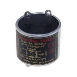 FD412-2; Filter: anti-interference; mains; Cx: 100nF; Cy: 2.2nF; 1mH; 250V; FILTERCON