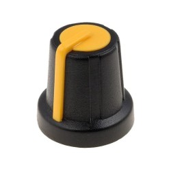 GMN-2YL; Knob; miniature; ABS; Øshaft: 6mm; Ø16x16mm; black; push-in; SR PASSIVES