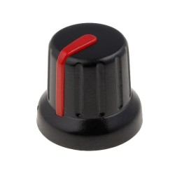 GMN-4RD; Knob; miniature,with pointer; ABS; Øshaft: 6mm; Ø16x14mm; black; SR PASSIVES