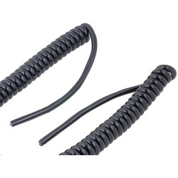 600154; Wire: coiled; 3x0,14mm2; braid made of copper wires; PUR; black; HELUKABEL