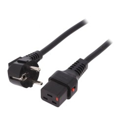 IEC-EL262S; Cable; CEE 7/7 (E/F) plug angled,IEC C19 female; 2m; black; PVC; IEC LOCK