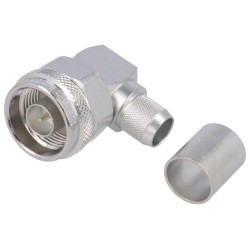 J01020A0046; Plug; N; male; angled 90°; 50Ω; RG213; soldering,crimped; for cable; TELEGÄRTNER