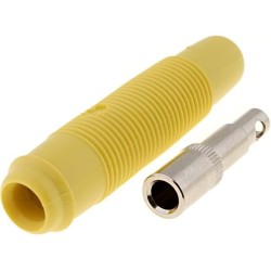 KUN30-YELLOW; Socket; 4mm banana; 16A; 60VDC; yellow; nickel plated; on cable; HIRSCHMANN T&M