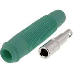 ; Socket; 4mm banana; 16A; 60VDC; green; nickel plated; on cable; HIRSCHMANN T&M