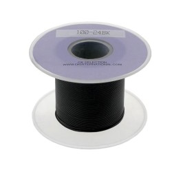R24BLACK-0100; Wire; solid; OFC; 24AWG; black; kynar 460 (PVDF); 300V; 100m; OK INDUSTRIES