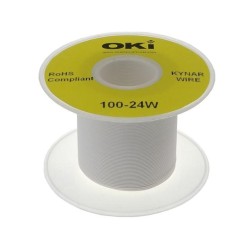 R24WHITE-0100; Wire; solid; OFC; 24AWG; white; kynar 460 (PVDF); 300V; 100m; OK INDUSTRIES