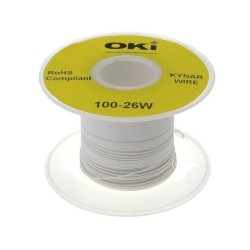R26WHITE-0100; Wire; solid; OFC; 26AWG; white; kynar 460 (PVDF); 300V; 100m; OK INDUSTRIES