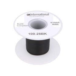 R28BLACK-0100; Wire; solid; OFC; 28AWG; black; kynar 460 (PVDF); 300V; 100m; OK INDUSTRIES