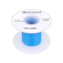 R28BLUE-0100; Wire; solid; OFC; 28AWG; blue; kynar 460 (PVDF); 300V; 100m; OK INDUSTRIES