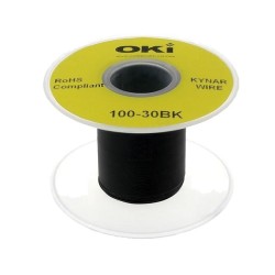 R30BLACK-0100; Wire; solid; OFC; 30AWG; black; kynar 460 (PVDF); 300V; 100m; OK INDUSTRIES