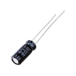 PF1V330MNN0511U; Capacitor: electrolytic; THT; 33uF; 35VDC; Ø5x11mm; Pitch: 2mm; ±20%; Elite
