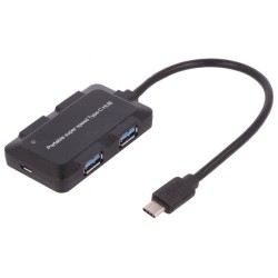 50502; Hub USB; USB 3.0,USB 3.1; black; Number of ports: 4; 10Gbps; 200mm; QOLTEC