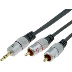 ; Cable; Jack 3.5mm plug,RCA plug x2; 5m; black; PROLINK