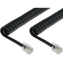 TEL-4C-05T-BK; Cable: telephone; coiled,interlaced; RJ9 plug,both sides; black; BQ CABLE