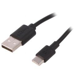 59122; Cable; USB 2.0; USB A plug,USB C plug; 2m; black; Core: Cu; 480Mbps; Goobay