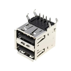 DS1096-BN0; Socket; USB A; THT; angled 90°; double; CONNFLY