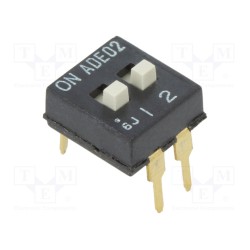 1825057-1; Switch: DIP-SWITCH; Pos: 2; SPST; 0.1A/24VDC; Illumin: none; 50mΩ; TE Connectivity