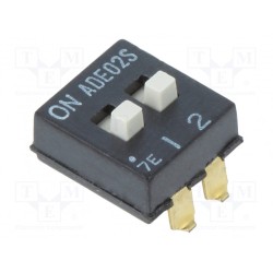1825058-1; Switch: DIP-SWITCH; Pos: 2; SPST; 0.1A/24VDC; Illumin: none; 50mΩ; TE Connectivity