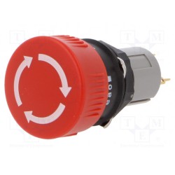51-252.026; Switch: emergency stop; Stabl.pos: 2; NC x2; 16mm; red; none; IP65; EAO