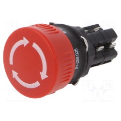 51-259.025; Switch: emergency stop; Stabl.pos: 2; NC x2 + NO x2; 16mm; red; EAO