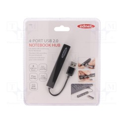 85040; Hub USB; USB 2.0; PnP; black; Number of ports: 4; 480Mbps; EDNET