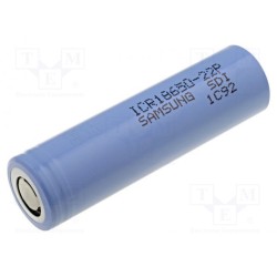 ICR 18650-22P; Re-battery: Li-Ion; MR18650; 3.6V; 2200mAh; Ø18.25x65mm; 10A; SAMSUNG SDI