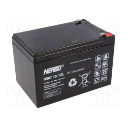 NBC 15-12L; Re-battery: acid-lead; 12V; 15Ah; AGM; maintenance-free; NERBO