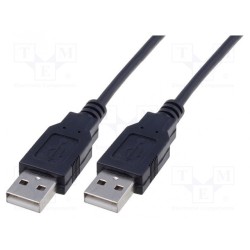 AK-300100-018-S; Cable; USB 2.0; USB A plug,both sides; nickel plated; 1.8m; black; ASSMANN