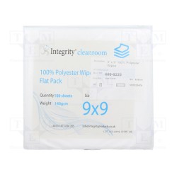 600-0220; Wipe: cloth; polyester; 100pcs; 228.6x228.6mm; Cleanroom; ANTISTAT