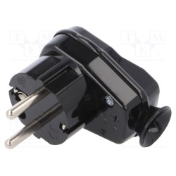 AWA-Ł CZ; Connector: AC supply; male; plug; 2P+PE; 250VAC; 16A; black; PIN: 3; TIMEX-ELEKTRO