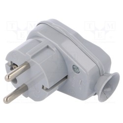 AWA-Ł PO; Connector: AC supply; male; plug; 2P+PE; 250VAC; 16A; grey; PIN: 3; TIMEX-ELEKTRO
