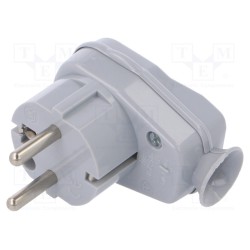 AWA-ŁK PO; Connector: AC supply; male; plug; 2P+PE; 250VAC; 16A; grey; PIN: 3; TIMEX-ELEKTRO