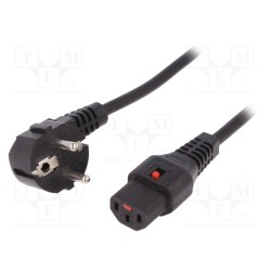 IEC-EL269S; Cable; CEE 7/7 (E/F) plug angled,IEC C13 female; 5m; black; PVC; IEC LOCK