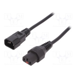 IEC-PC1022; Cable; IEC C13 female,IEC C14 male; 3m; with locking; black; PVC; IEC LOCK