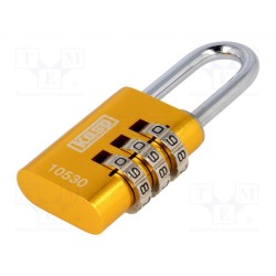 K10530YELD; Padlock; Kind: shackle,combination code; A: 32mm; C: 5mm; B: 27mm; KASP