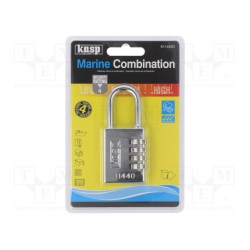 K11440D; Padlock; Width: 40mm; stainless steel; 4 digit code; C: 6.3mm; KASP