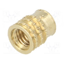 300113358; Threaded insert; brass; without coating; M3; L: 5.2mm; KVT-FASTENING