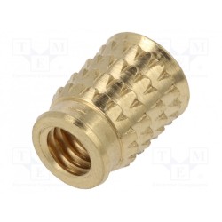 300113360; Threaded insert; brass; without coating; M4; L: 8.5mm; KVT-FASTENING