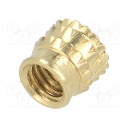 300113369; Threaded insert; brass; without coating; M5; L: 6.5mm; KVT-FASTENING