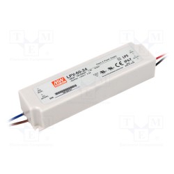 LPV-60-24; Power supply: switched-mode; LED; 60W; 24VDC; 2.5A; 90÷264VAC; IP67; MEAN WELL