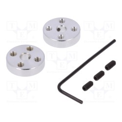 ALUMINUM MOUNTING HUB FOR 5MM SHAFT M3 H; Bracket wheel; Shaft: smooth; Pcs: 2; Shaft dia: 5mm; Ø: 19mm; POLOLU