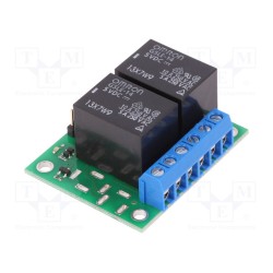 2-CH SPDT RELAY CARRIER WITH 5VDC RELAYS; Module: relay; Channels: 2; 5VDC; max.250VAC; 10A; pin strips,screw; POLOLU